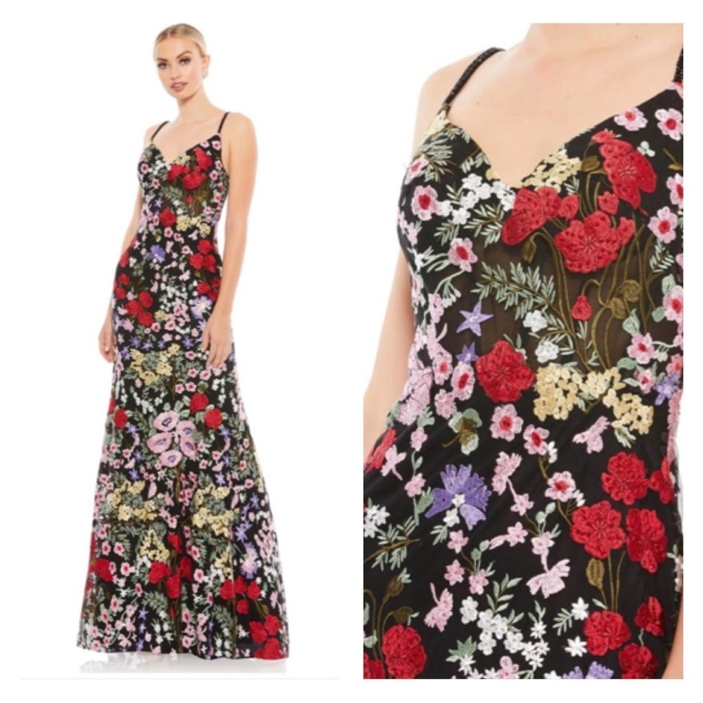 Mac Duggal Multicolor Floral Maxi Dress